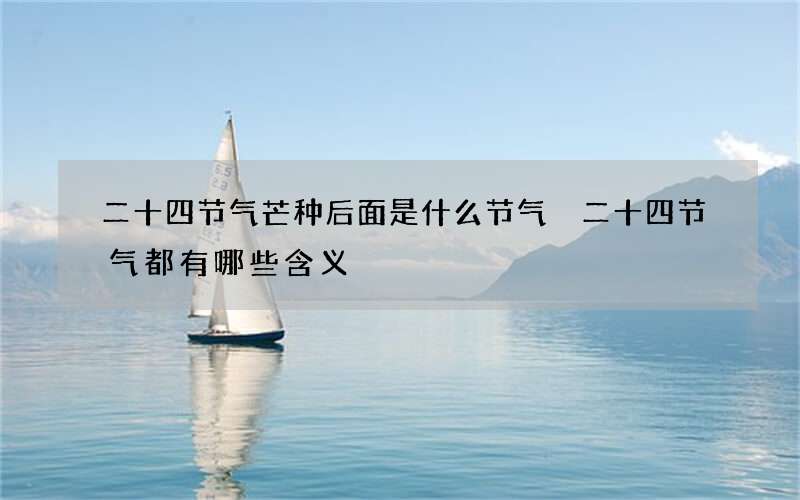 二十四节气芒种后面是什么节气 二十四节气都有哪些含义